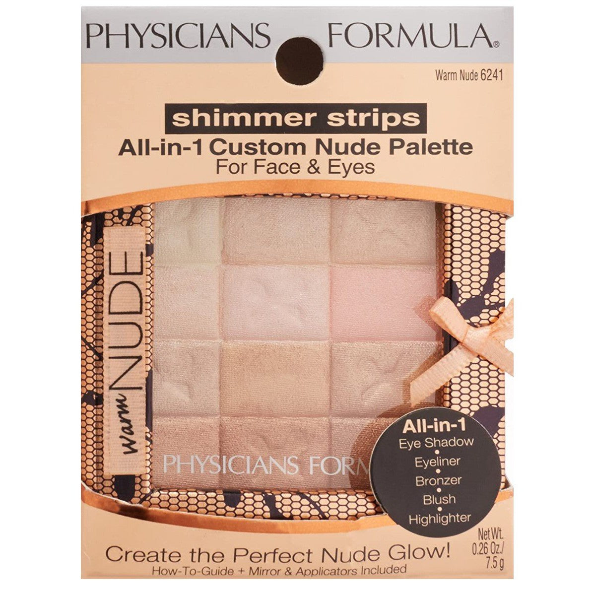 Shimmer Strips - Physicians Formula, todo en 1 para la cara y ojos, Color: 6241 Warm nude.