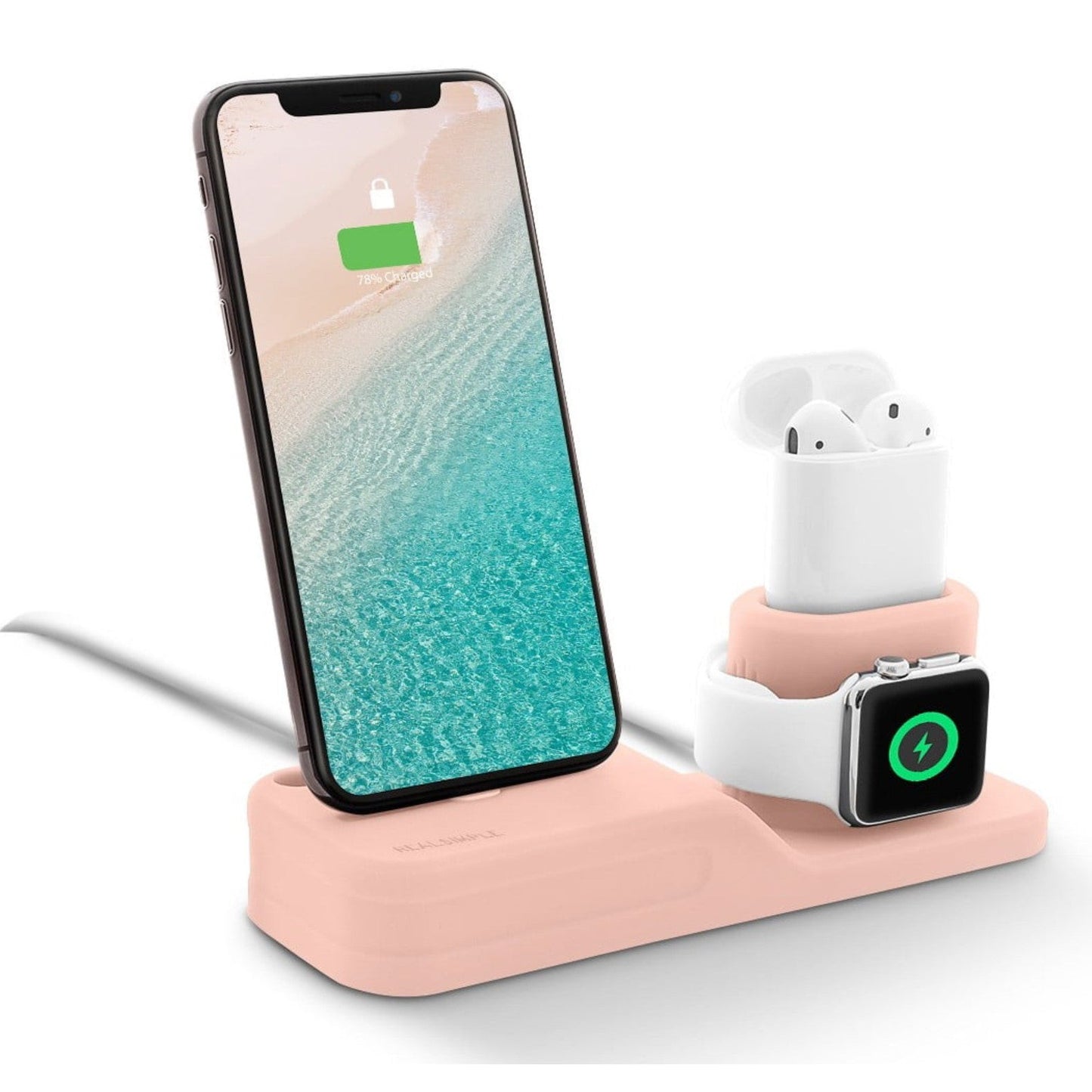 Estación de carga 3 en 1: iPhone, AirPods y Apple Watch.