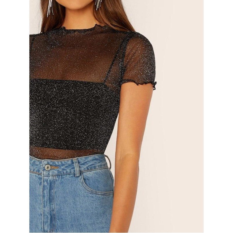 SHEIN Top brillante transparente