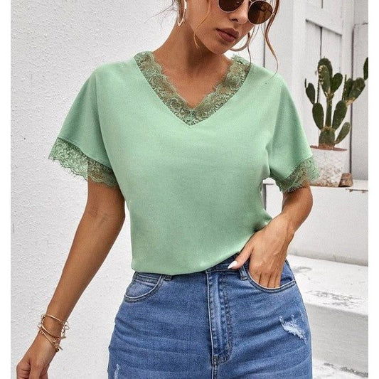 SHEIN Blusa cuello en con encaje