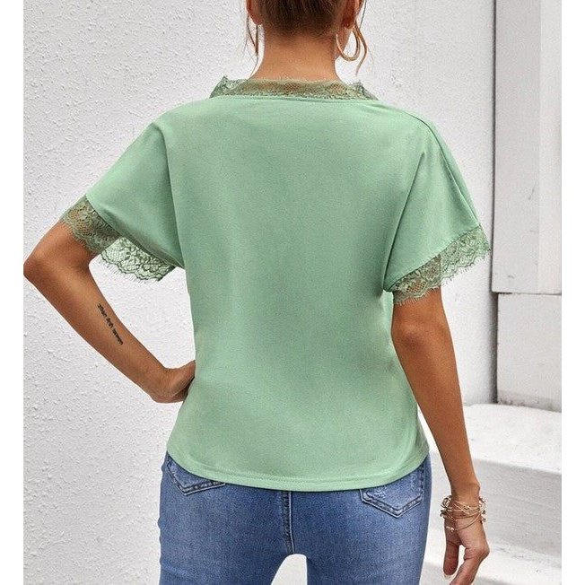 SHEIN Blusa cuello en con encaje