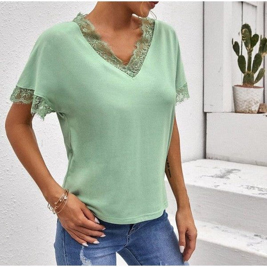 SHEIN Blusa cuello en con encaje