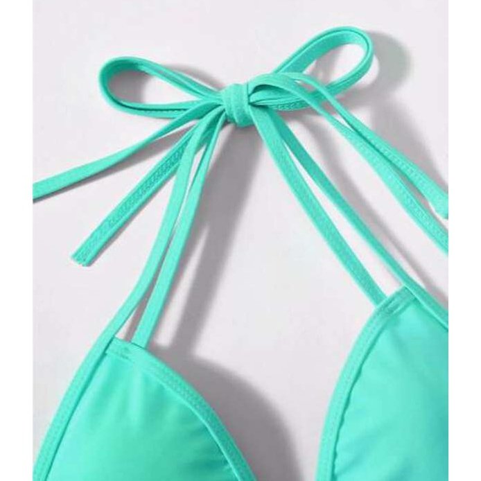 Vestido baño, bikini top triangular con tiras cruzadas, color: menta
