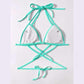 Vestido baño, bikini top triangular con tiras cruzadas, color: menta