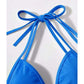 Vestido baño, bikini top triangular con tiras cruzadas, color: azul