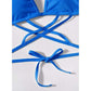 Vestido baño, bikini top triangular con tiras cruzadas, color: azul
