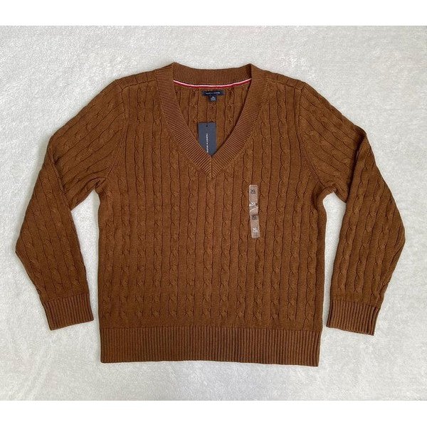 Sudadera Tommy Hilfiger tejida, cuello Hilfiger, talla: XL.
