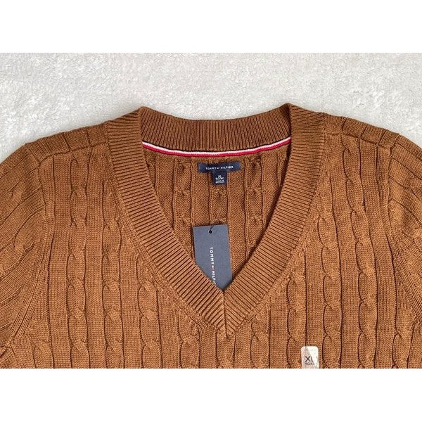 Sudadera Tommy Hilfiger tejida, cuello Hilfiger, talla: XL.