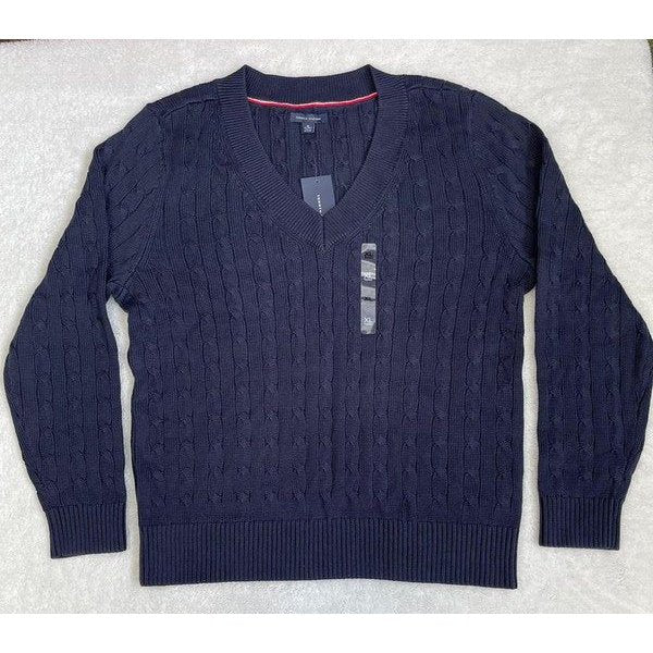 Sudadera Tommy Hilfiger tejida, cuello Hilfiger, talla: XL.