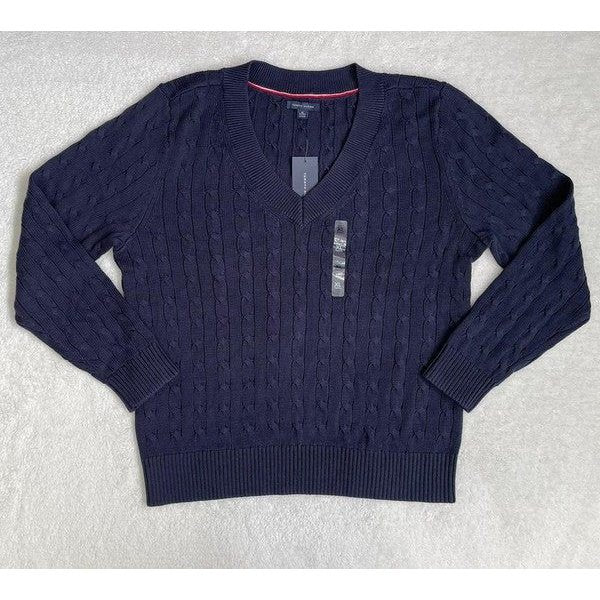 Sudadera Tommy Hilfiger tejida, cuello Hilfiger, talla: XL.