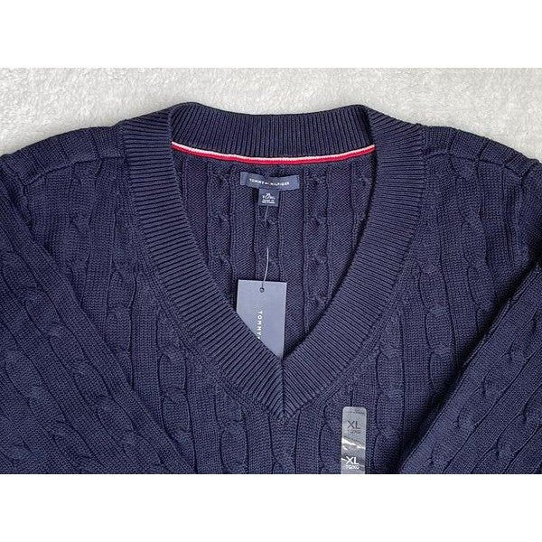 Sudadera Tommy Hilfiger tejida, cuello Hilfiger, talla: XL.