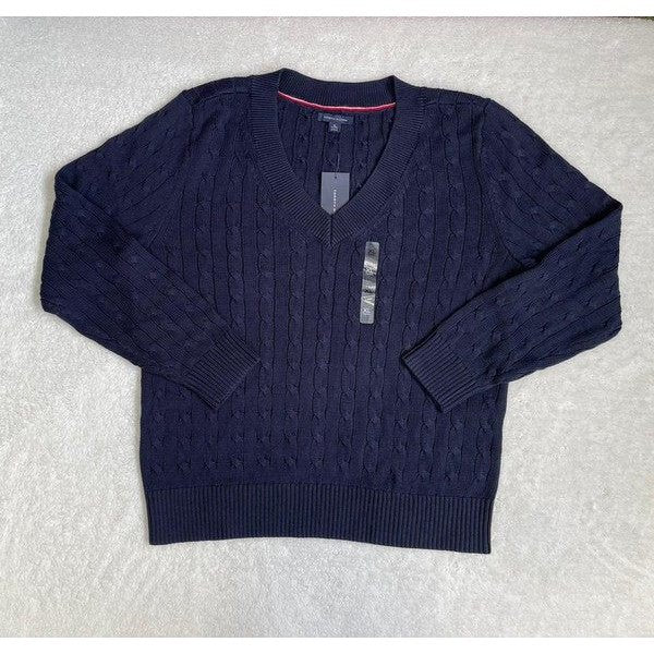 Sudadera Tommy Hilfiger tejida, cuello Hilfiger, talla: XL.