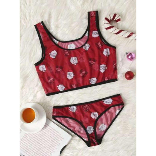 Set de lencería, estampado Santa Claus, piezas, talla: