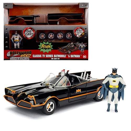 Batman - Replica de Metal, Batimovíl de 1966 Serie de TV - Escala 1:24 (Con Batman y Robin)
