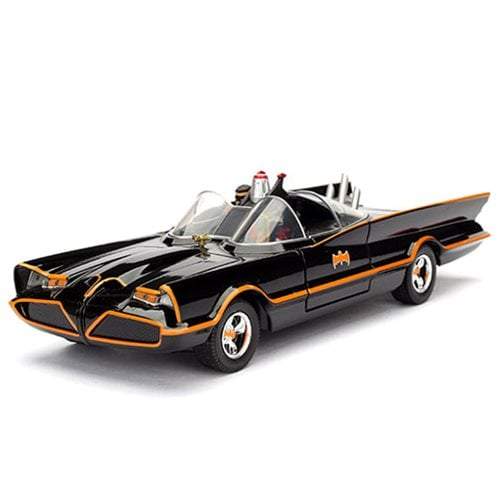 Batman - Replica de Metal, Batimovíl de 1966 Serie de TV - Escala 1:24 (Con Batman y Robin)