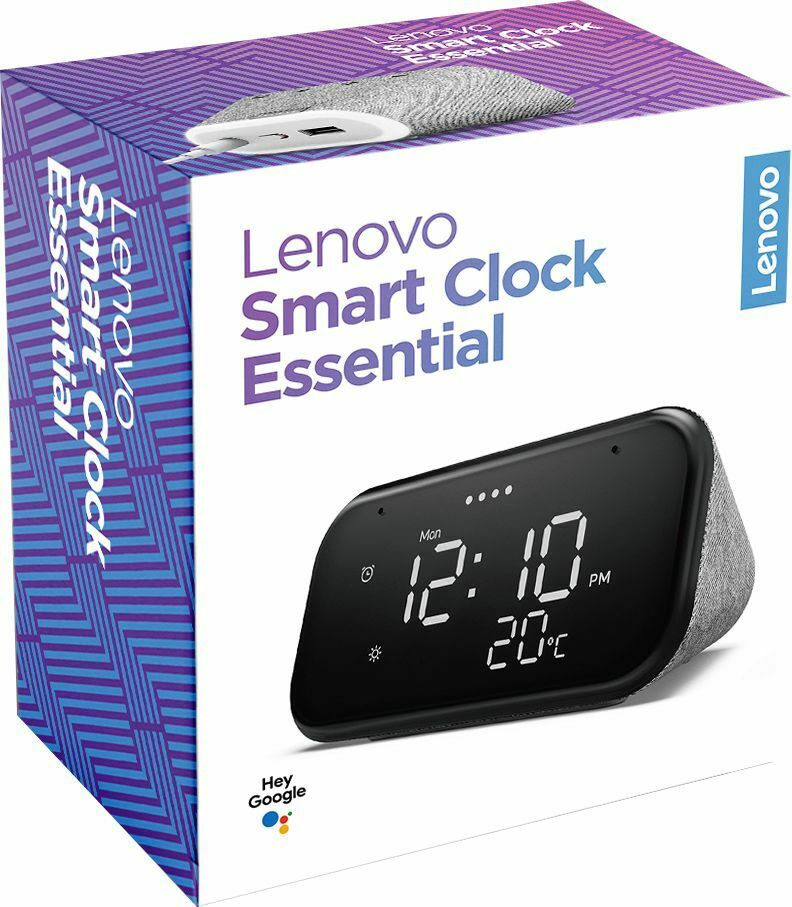 Lenovo, Reloj despertador Inteligente con Google Home, Gris.