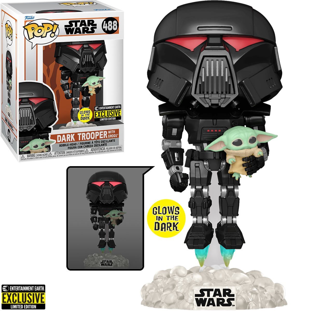 ***EXCLUSIVO***FUNKO Mandalorian Dark Trooper con Grogu Brilla en la oscuridad