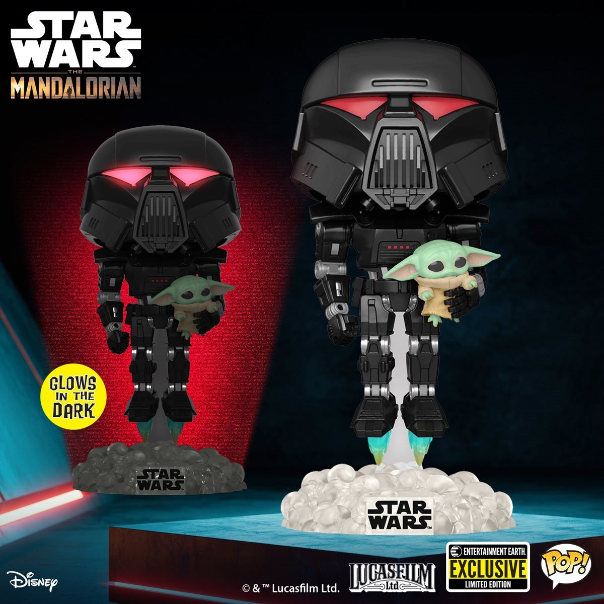 ***EXCLUSIVO***FUNKO Mandalorian Dark Trooper con Grogu Brilla en la oscuridad