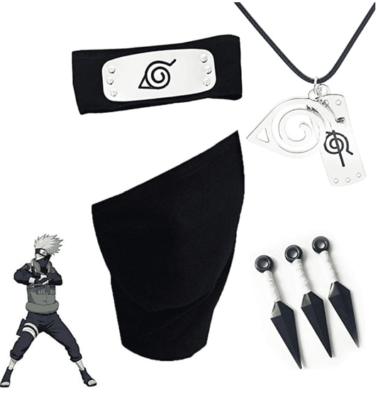 Naruto Cosplay Kakashi diadema y máscara facial