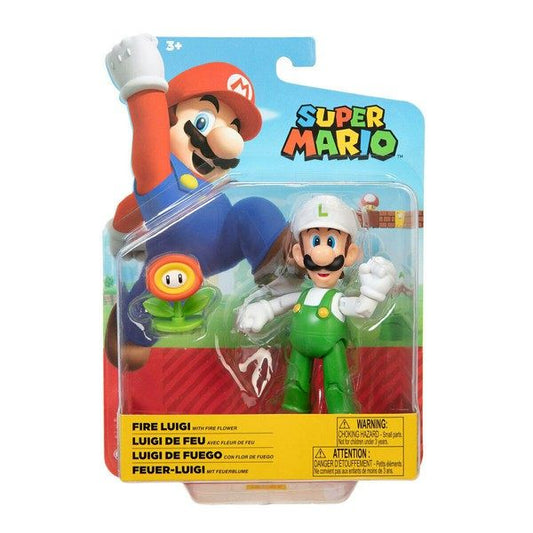 Super Mario Luigi de fuego con Flor Figura escala