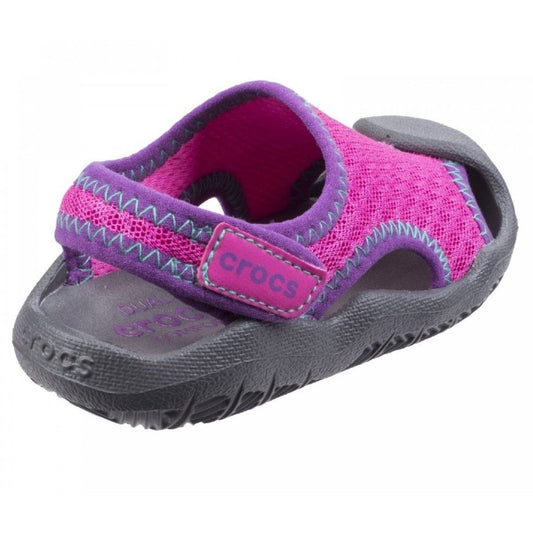Crocs - Sandalia para niña (Swiftwater sandal K), talla: c12 (29-30)