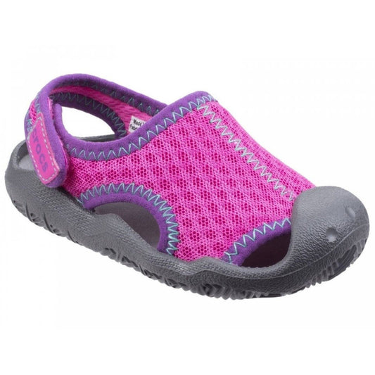 Crocs - Sandalia para niña (Swiftwater sandal K), talla: c12 (29-30)