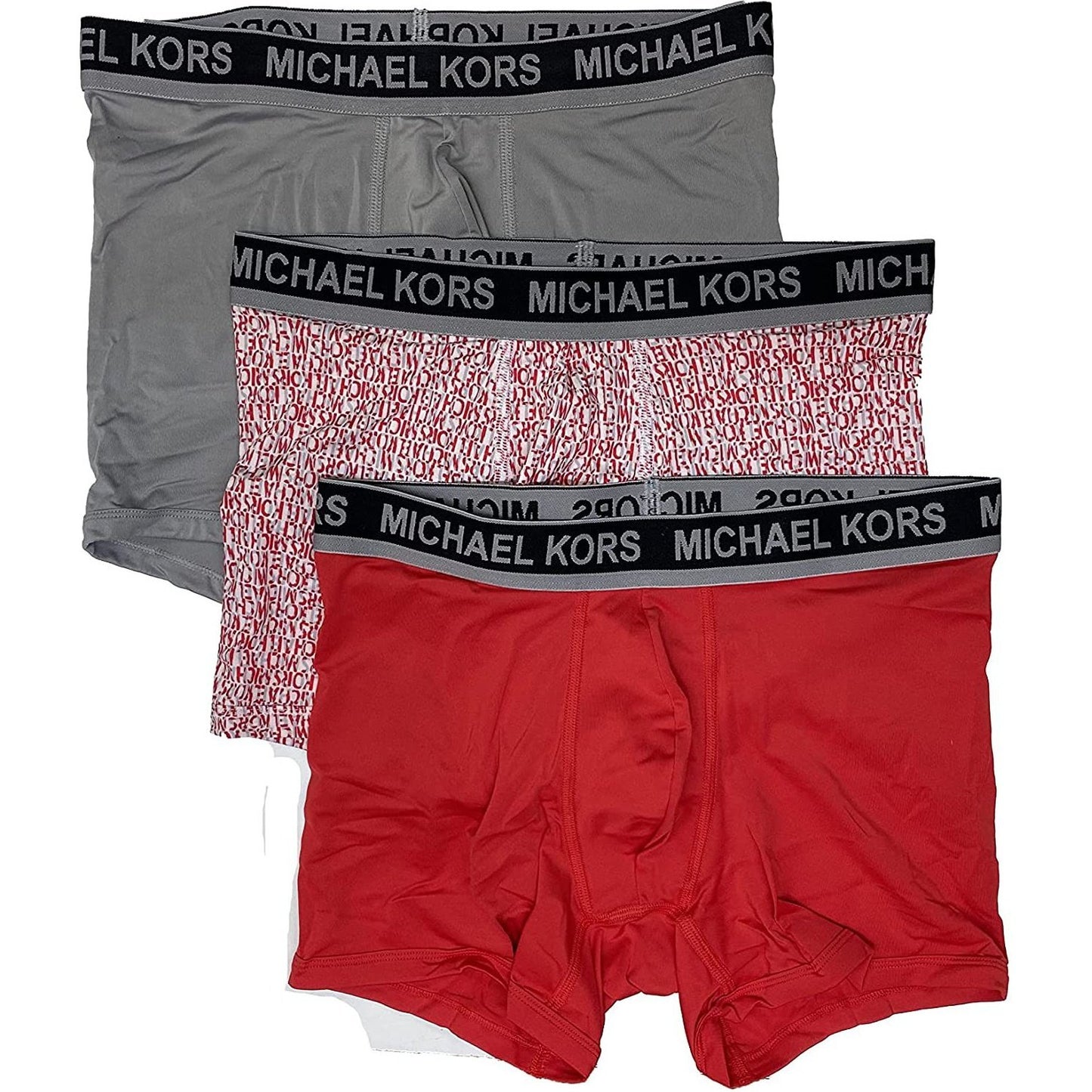Boxer Michael Kors, 3 unid, color: gris, rosado/rojo y rojo. (M)
