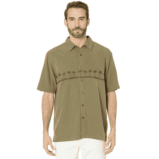 Camisa Quiksilver Waterman Tahiti Palms Color: Verde Oliva Talla XL