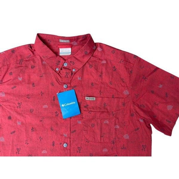 Columbia Camisa para hombre, manga corta Rivermount printed short sleeve shirt color: palo rosa. Talla: M.