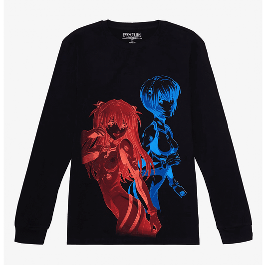 Camiseta Neon Genesis Evangelion - Asuka & Rei (Rojo y Azul)