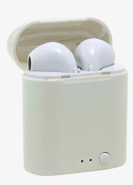 Bluetooth earbuds con cargador color blanco tornasol