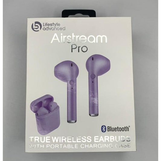 Bluetooth earbuds con cargador color morado