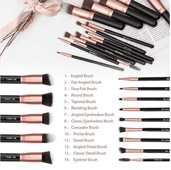 Set de 14 brochas para maquillaje sintéticas
