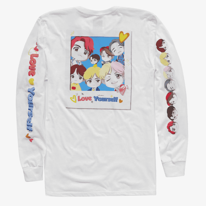 Camiseta manga larga de BTS Foto Animada. Talla: