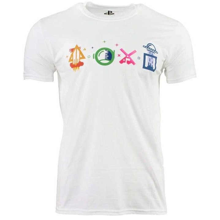 Camiseta PlayStation Oficial Simbolos Intergalacticos, Color: Blanco