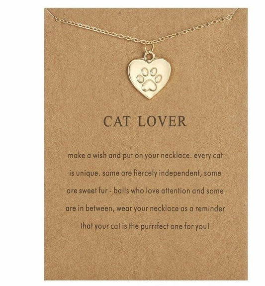 Collar dorado "Cat Lover" (Amante de los gatos) con dije gato