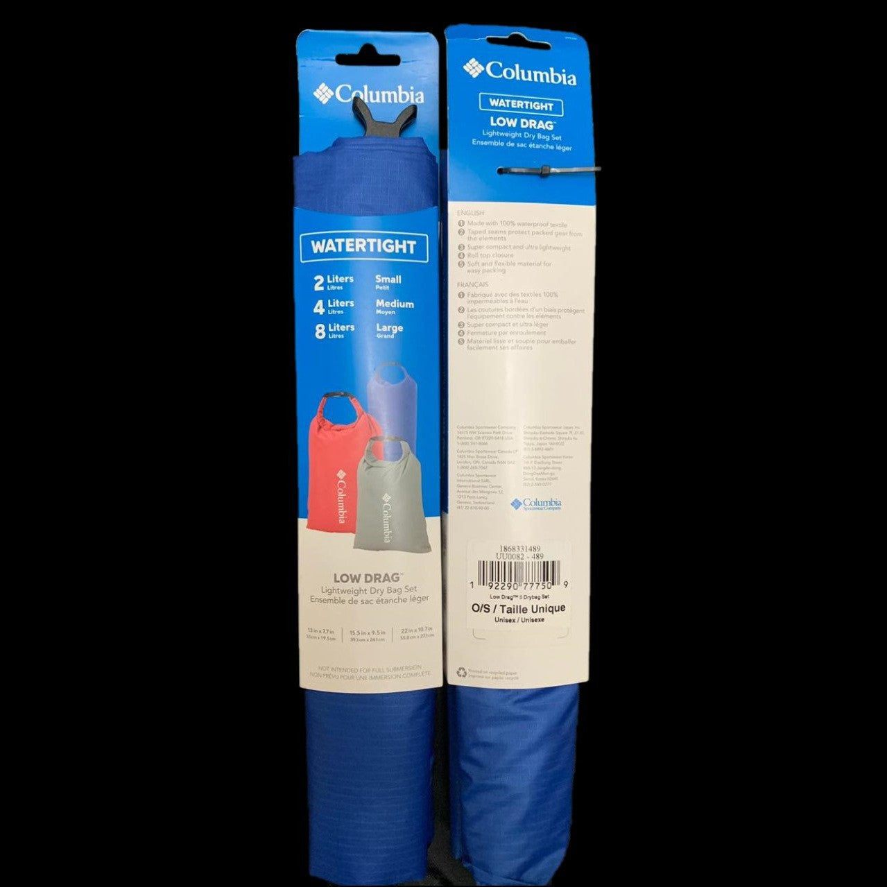 Bolsa seca Columbia (Dry bag) set de 3 unid, colores azul rey, rojo y gris. - The Gift Shop Costa Rica