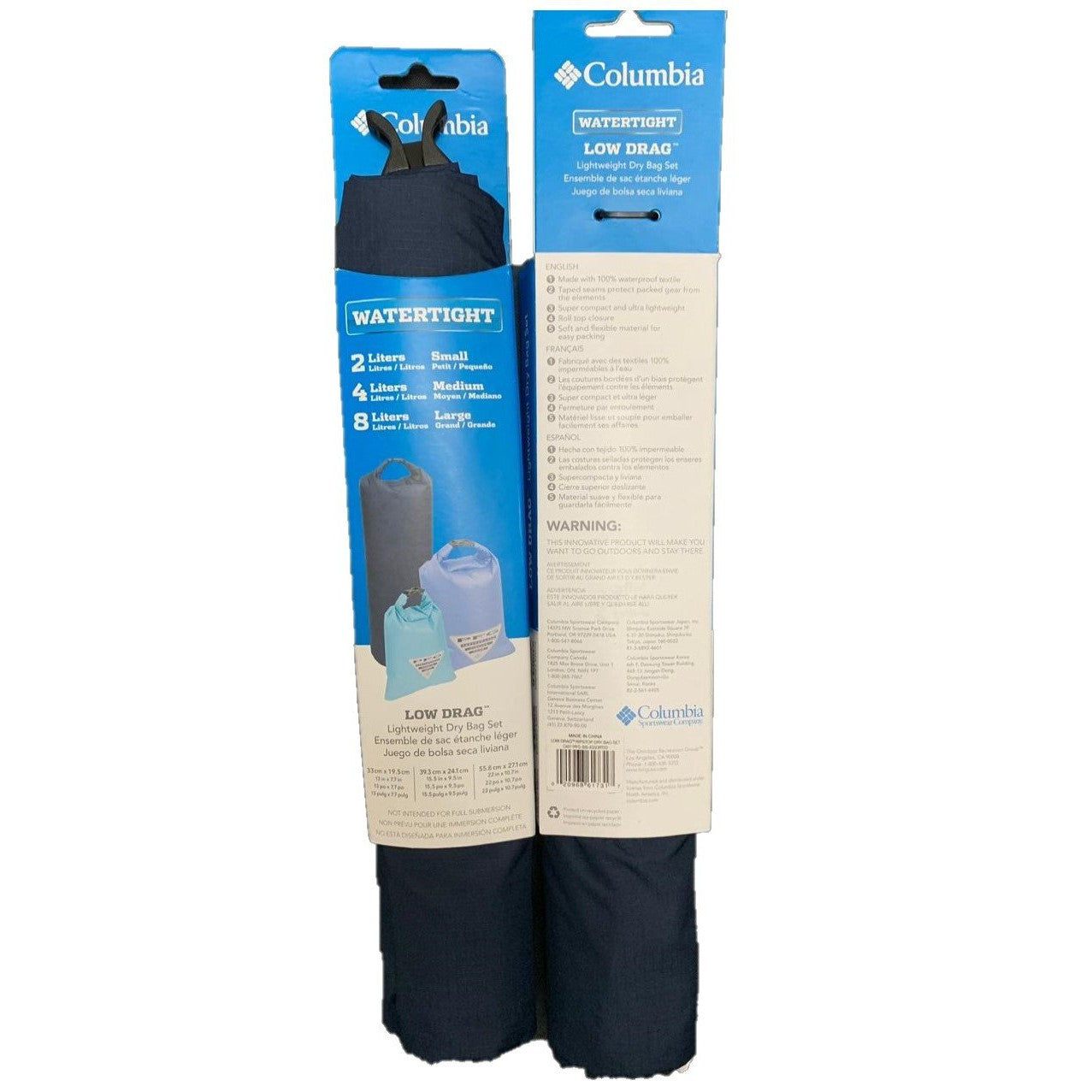 Bolsa seca Columbia PFG (Dry bags) set de 3 unid, colores azul oscuro, lila y celeste. - The Gift Shop Costa Rica