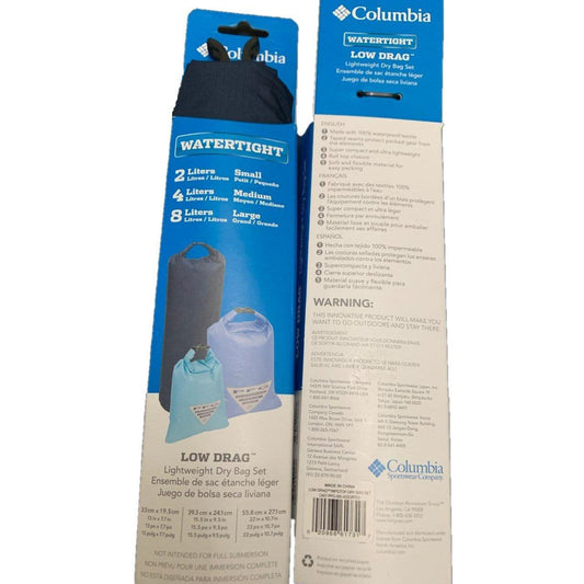 Bolsa seca Columbia PFG (Dry bags) set de 3 unid, colores azul oscuro, lila y celeste. - The Gift Shop Costa Rica