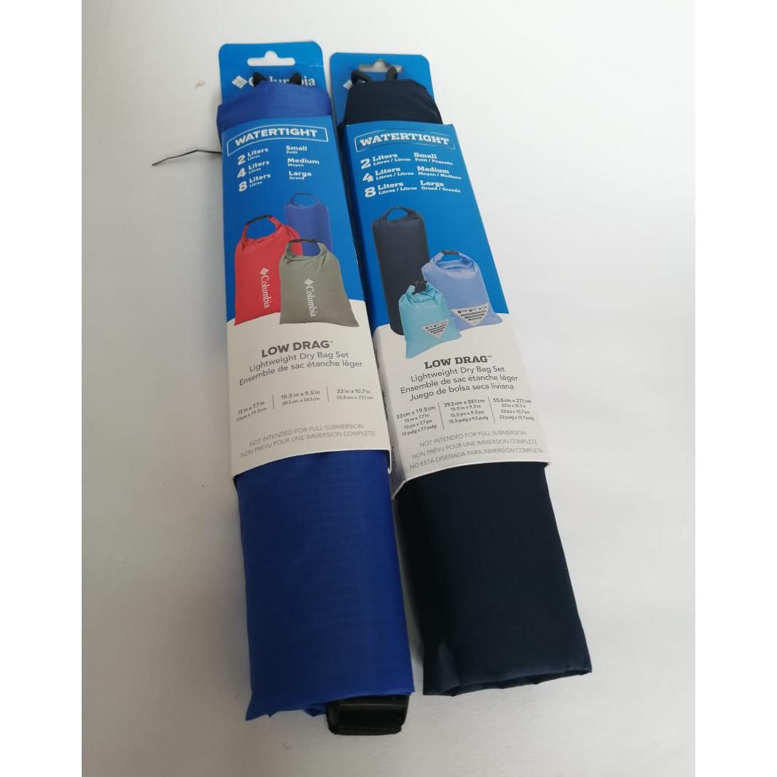 Bolsa seca Columbia PFG (Dry bags) set de 3 unid, colores azul oscuro, lila y celeste. - The Gift Shop Costa Rica