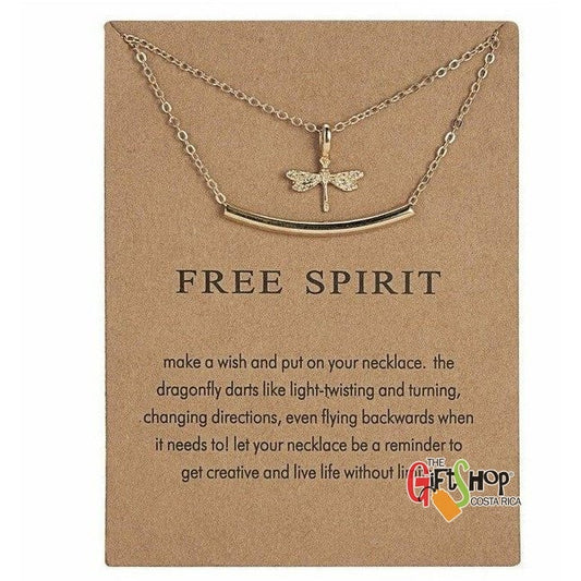 Collar dorado "Free Spirit" Espiritu Libre con dije mariposa