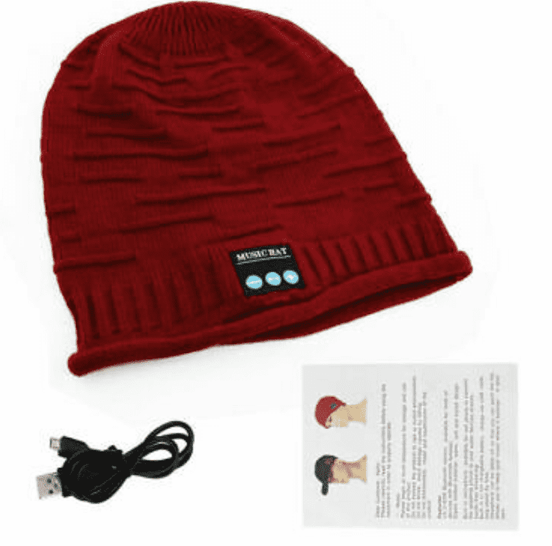 Gorro con audífonos integrados, varias funciones incluido bluetooth, color: rojo. - The Gift Shop Costa Rica