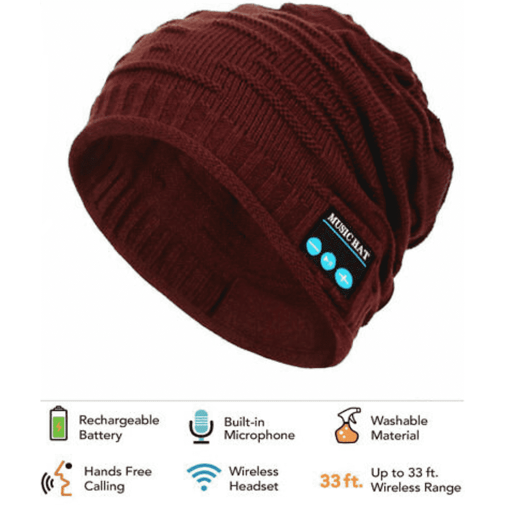 Gorro con audífonos integrados, varias funciones incluido bluetooth, color: rojo. - The Gift Shop Costa Rica