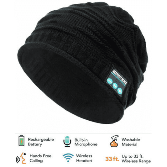 Gorro con audífonos integrados, varias funciones incluido bluetooth, color: negro. - The Gift Shop Costa Rica