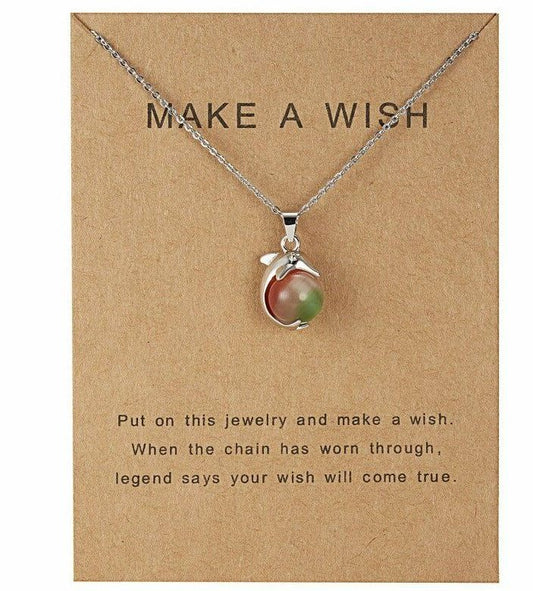 Collar plateado con dije de delfín Make a Wish
