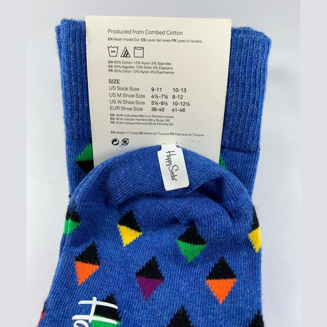 Medias Hombre Happy Socks, azul con rombos de colores. - The Gift Shop Costa Rica