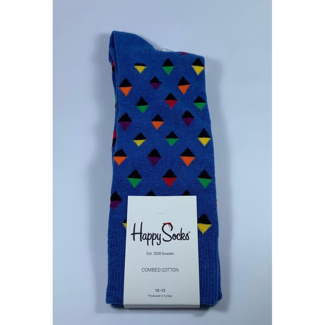 Medias Hombre Happy Socks, azul con rombos de colores. - The Gift Shop Costa Rica