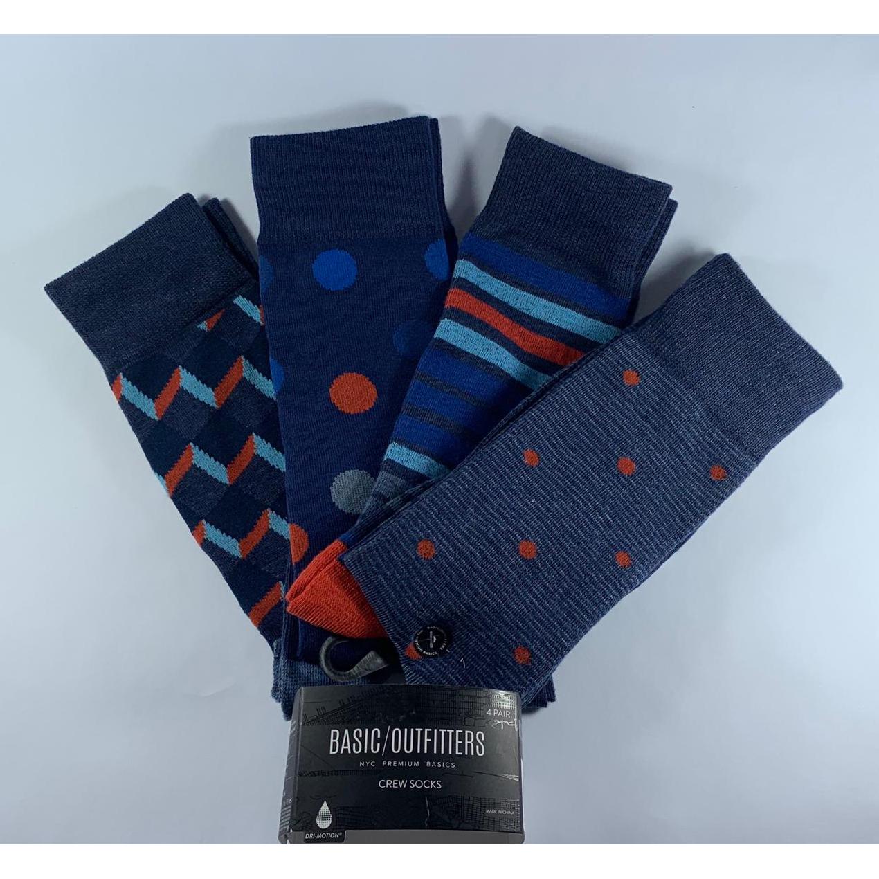 Medias de Hombre - Basic outfitters - 4 pares azul oscuro con estampado (Dry Motion) - The Gift Shop Costa Rica