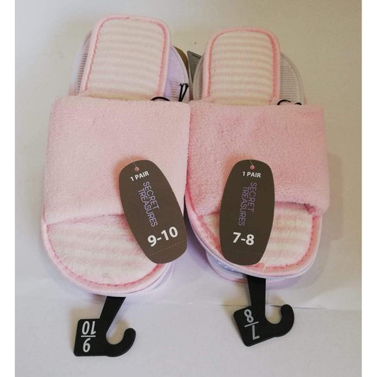 Pantuflas tela para mujer, color: rosada con blanco - The Gift Shop Costa Rica