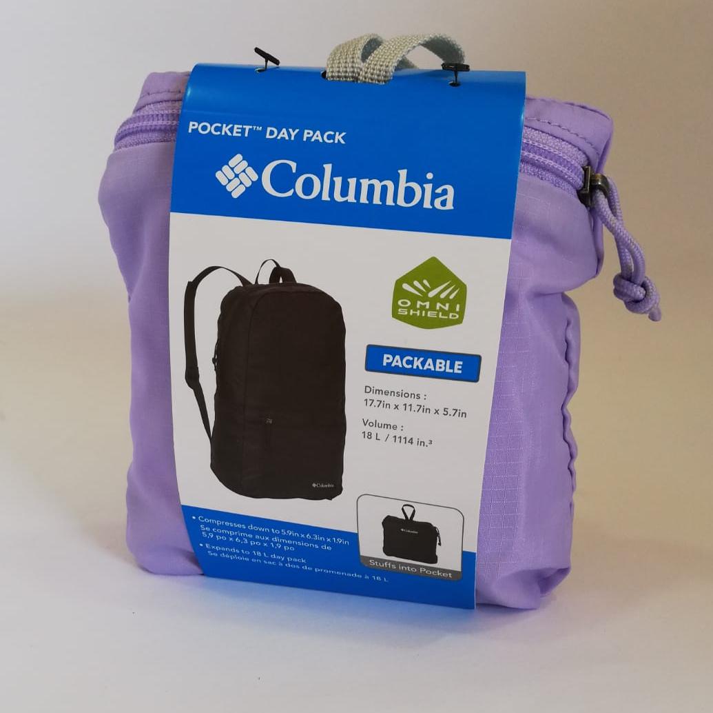 Salveque de bolsillo Columbia (Pocket day pack), color lila. - The Gift Shop Costa Rica